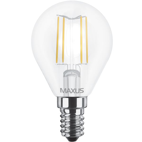 Лампа светодиодная Maxus FM G45 4 Вт E14 3000 К 220 В прозрачная 1-LED-547-01 