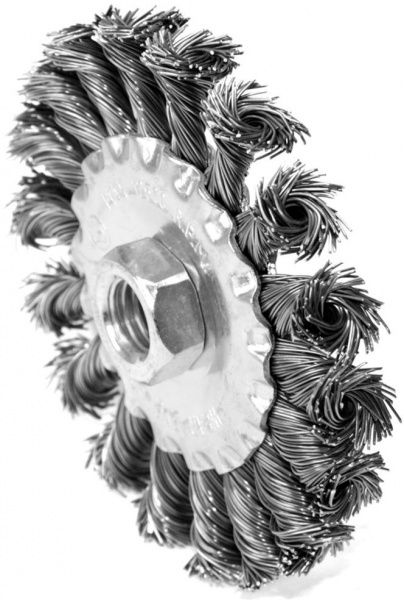 Щітка дискова 100мм x M14, плетений дріт d0,5 об/хв 12500 стальний дріт S&R 136554100