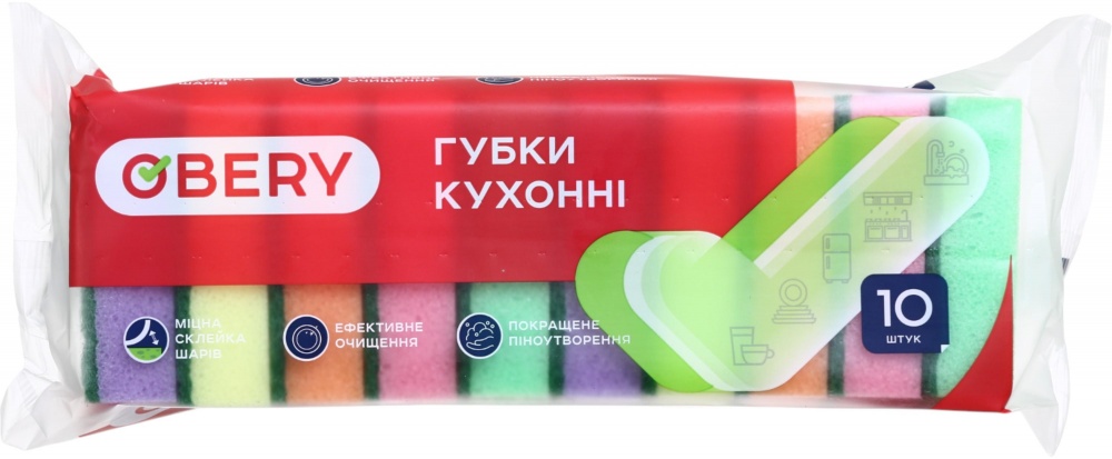 Губка для посуды OBERY Макси 10 шт.