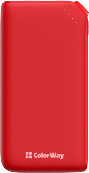 Внешний аккумулятор (Powerbank) ColorWay Soft touch Ligthning + USB QC3.0 + USB-C PD 18W 10000 mAh red (CW-PB100LPE3RD-PD) 