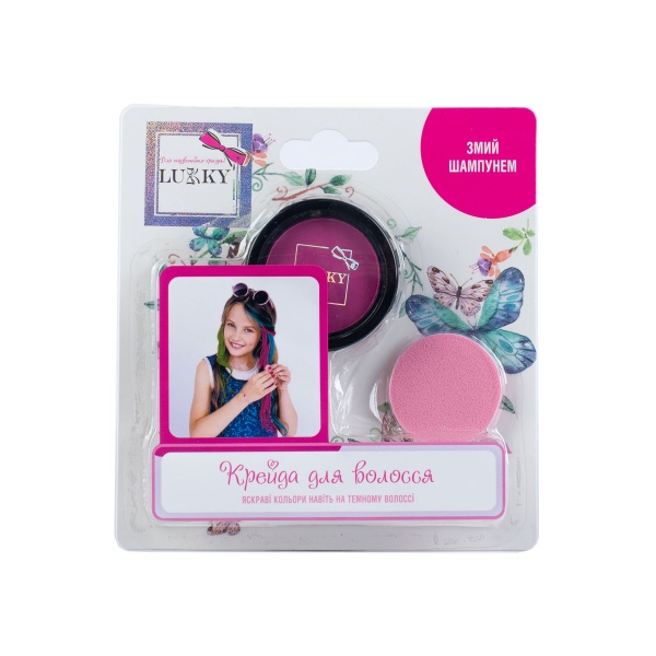 Мел для волос Lukky пудровая розовая со спонжем