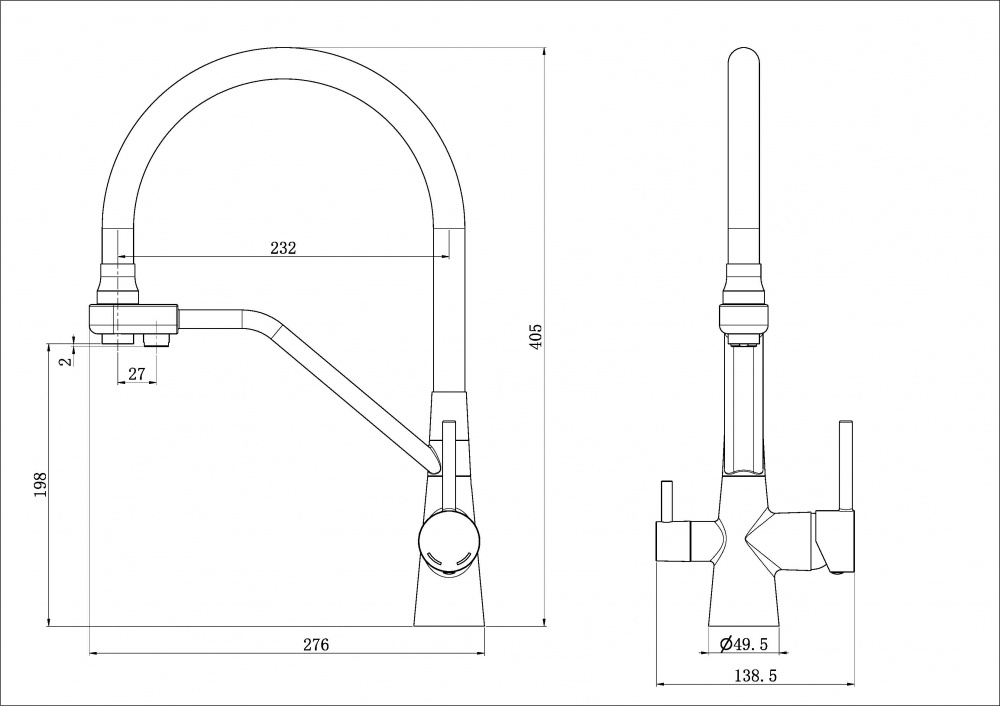 Смеситель для кухни Aqua Rodos BOLONIA 01 CHROME