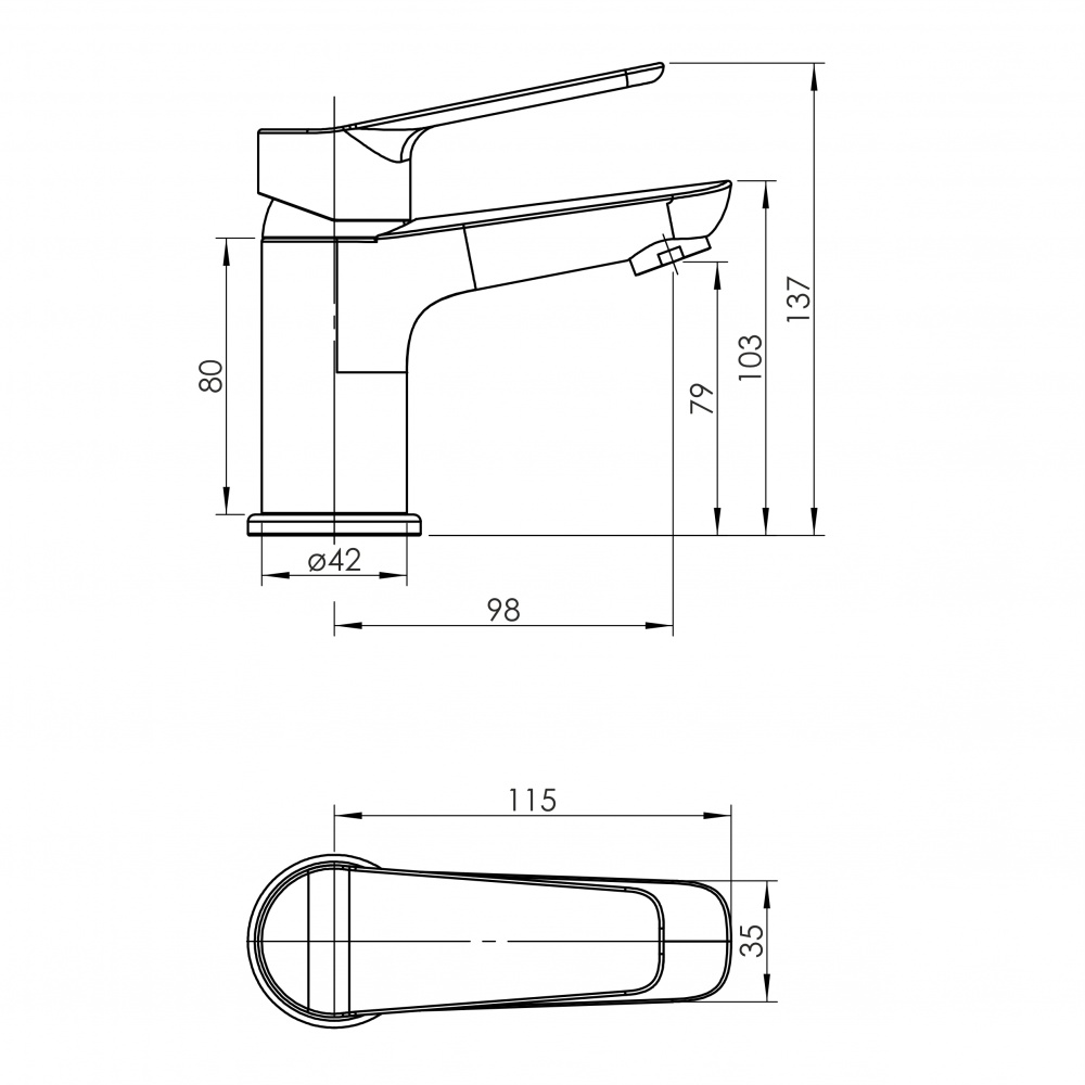 Змішувач для умивальника RJ LOLA, хром, 35 мм