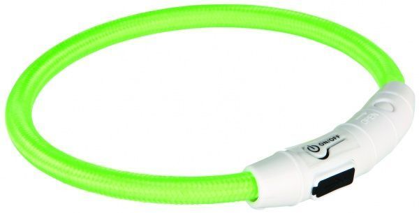 Ошейник Trixie для собак с подсветкой с USB силикон зеленый M-L 45 см /7 мм