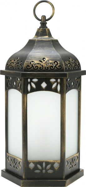 Ліхтарик декоративний 18х34 см чорний із золотим браш B6350 