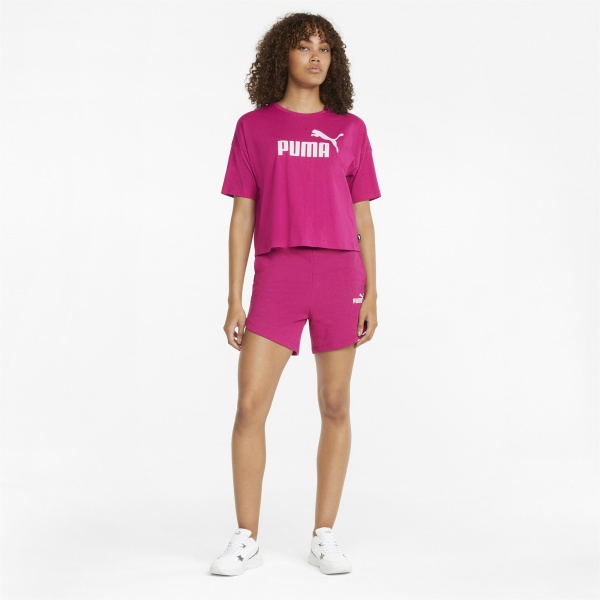 Футболка Puma ESS Cropped Logo Tee 58686686 р.XS малиновий