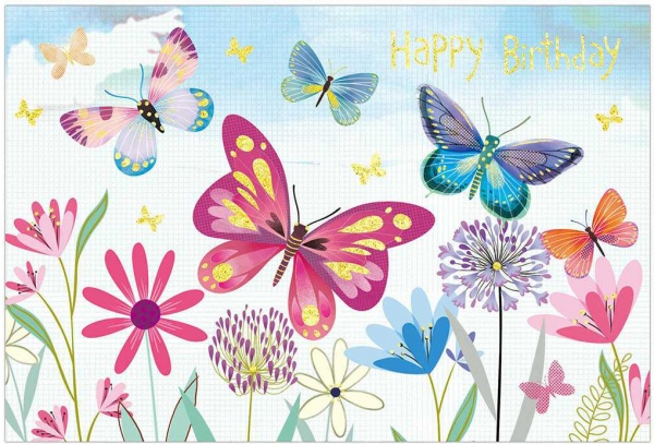 Открытка поздравительная POP-UP с 3D-рисунком всредине и конвертом Бабочки