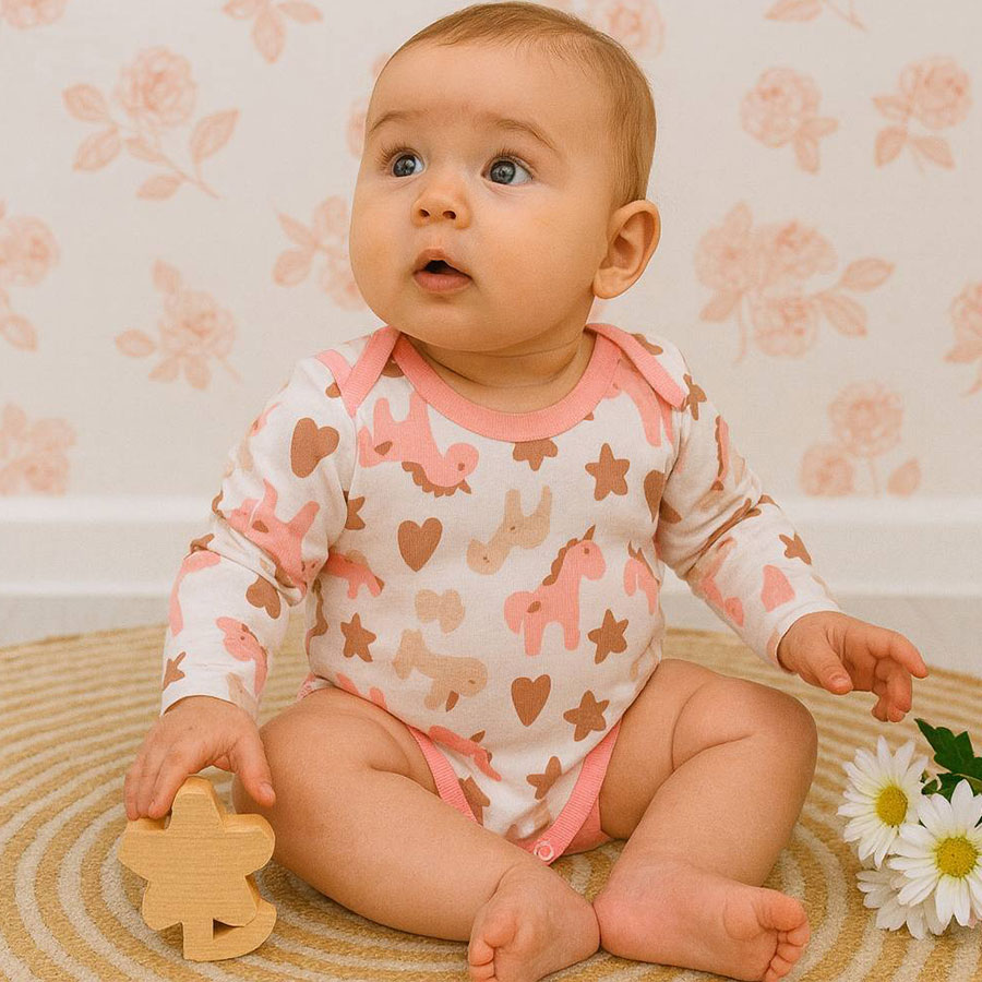 Боди детское для девочки Blanka Единорожки р.68-74 бежевый 110842