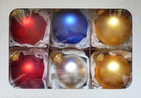 Набор елочных шаров без рисунка 80 мм серебро/золото/синий/красный 80Dбр/6