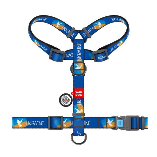 Шлея Waudog Nylon Прапор + QR паспорт H-подібна розмір L 5160-0229