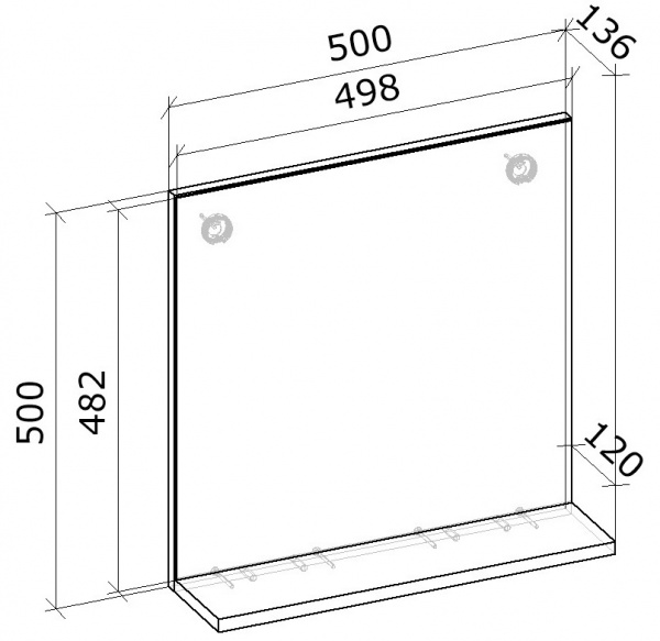 Зеркало с полкой Water House Артик 50 белое 