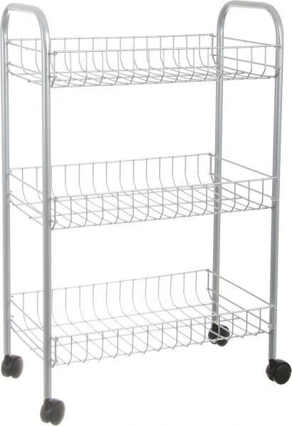 Этажерка 3-х уровневая серебристая 610x410x230 мм серебристый 