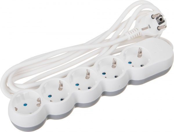 Удлинитель VEA VE2S5NWGR с заземлением 5 гн. белый 3 м 253103 