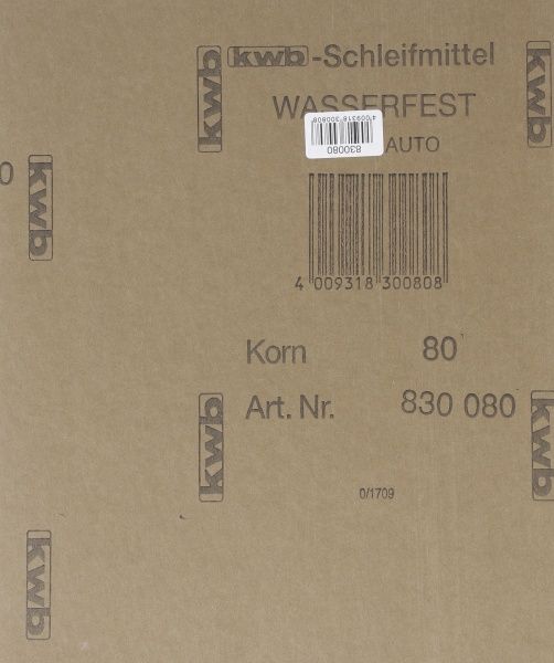 Наждачная бумагаKWB P80 ЛАК І АВТО, 23х28 мм, водостойкий 830080