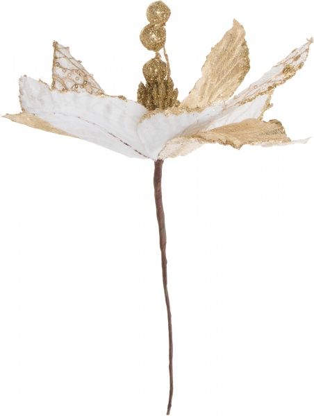 Декорація новорічна Квітка пуансетія 23 см золотиста EY15801 