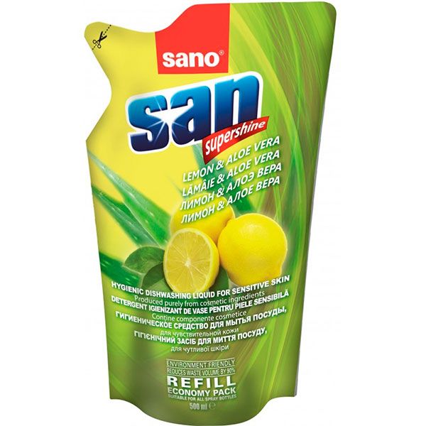 Средство для мытья посуды Sano Лимон запаска 500 мл