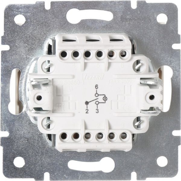 Переключатель проходной одноклавишный Lezard Rain с подсветкой 220В крем 703-0388-114