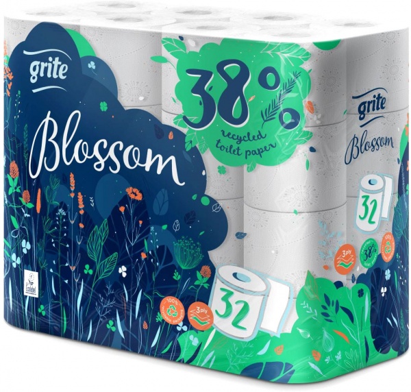 Туалетная бумага GRITE Blossom трехслойная 32 шт.