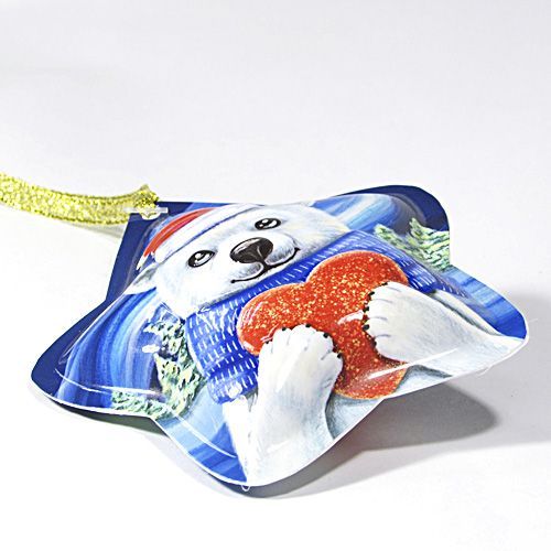 Ялинкова іграшка зірочка Ведмедик 9 см 