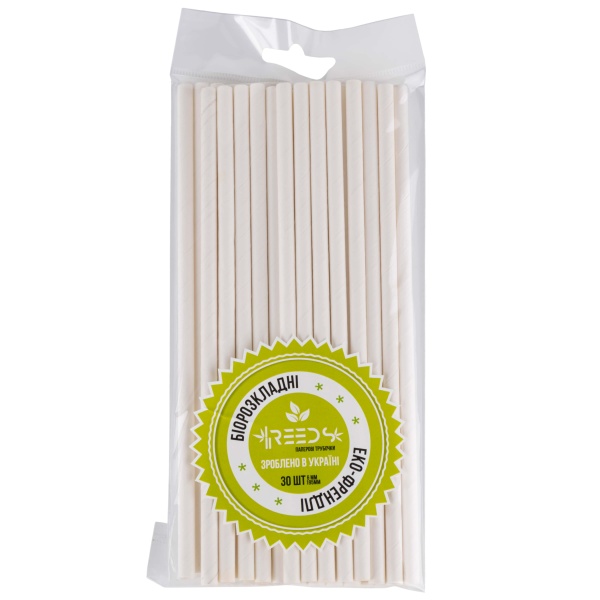 Трубочки для коктейлей белые 30 шт. Reeds
