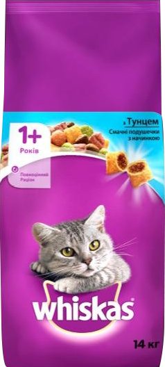 Корм сухой Whiskas для взрослых котов с тунцом с рыбой 14 кг