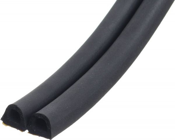 Уплотнитель самоклеящийся D-образный резиновый Sanok двойной 12х10 мм черный 