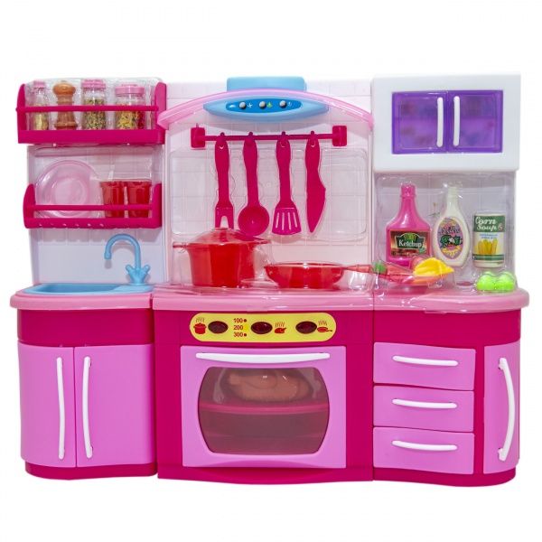 Кукольная кухня Qun Feng Toys Родной дом-1 37x11.5x28.5 см Розовая 2801S