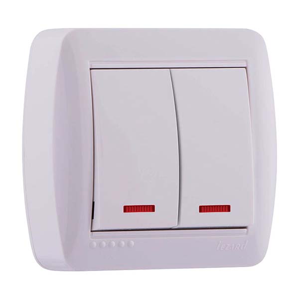 Выключатель двухклавишный Lezard Demet с подсветкой 10 А 250В IP20 кремовый 711-0300-112