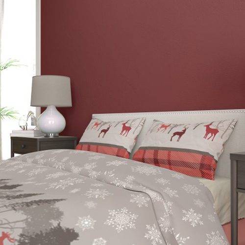 Комплект постільної білизни Чарівний ліс 1,5 бежевий із червоним Rigel 