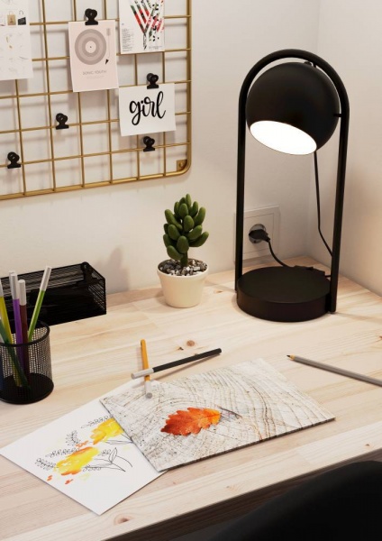 Настольная лампа 1x40 Вт E14 черный/белый 900314 