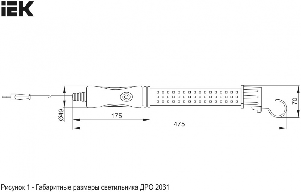 Світильник переносний IEK ДРО 2061 IP54 шнур 10 м LED 9 Вт чорний
