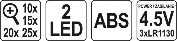 Лупа налобная YATO с подсветкой YT-73840