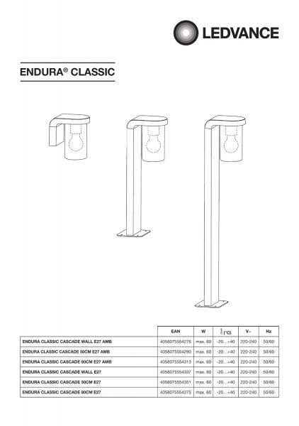 Светильник парковый Ledvance Endura Classic Cascade (80 см янтарь) E27 IP44 темно-серый 