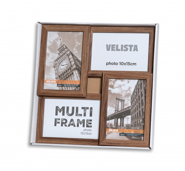 Мультирамка Веліста 15W-6012-3v 4 фото 10x15 см світло-коричневий 