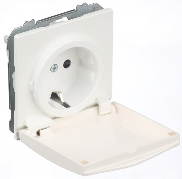 Розетка влагозащищенная с заземлением Siemens Style Шуко IP20 белый полярный 5UH12884WH