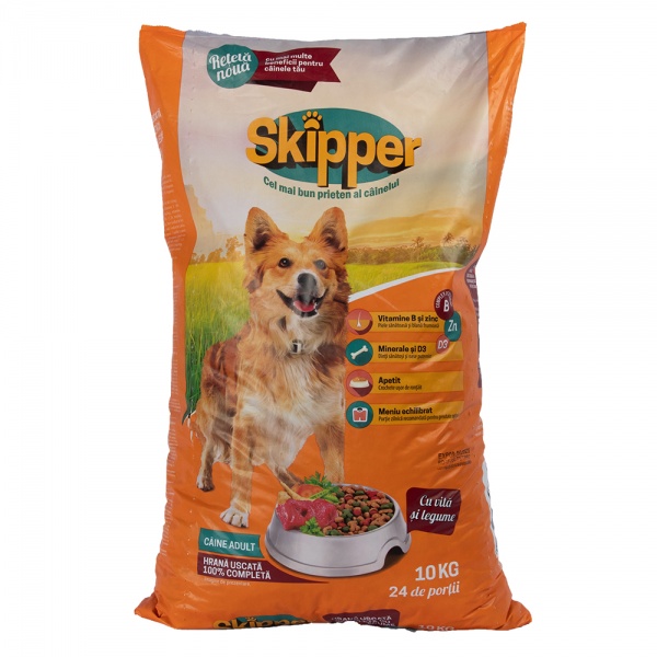 Корм сухой для взрослых собак для всех пород Skipper с говядиной и овощами 10 кг
