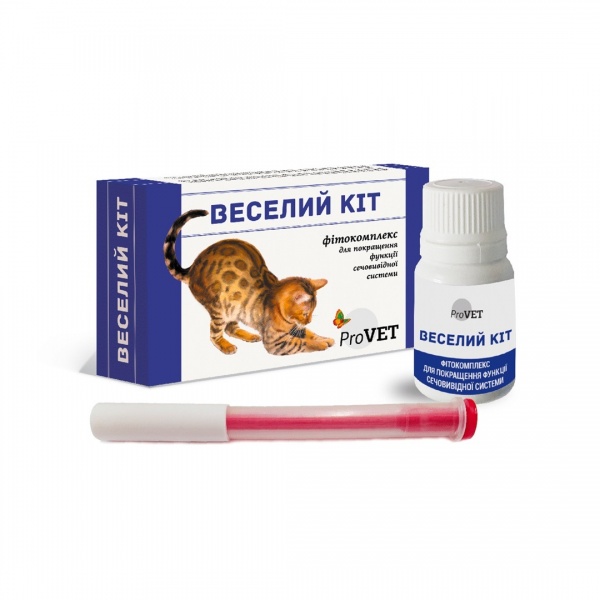 Вітамінно-мінеральний комплекс ProVET ВЕСЕЛИЙ КІТ для покращення функції сечовивідної системи 20 мл