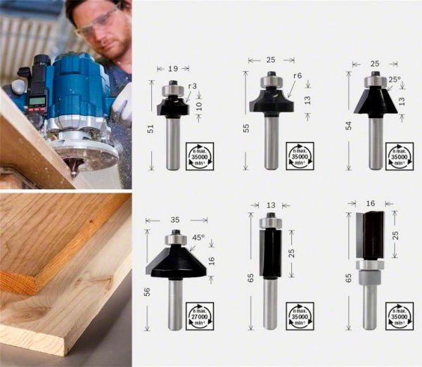 Набор фрез цилиндрическая Bosch 2607017469