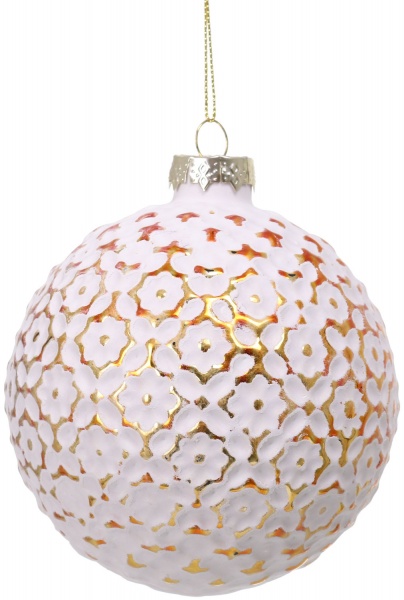 Ялинкова іграшка у формі кулі забілена скляна 10 см 10 мм білий ABT316440