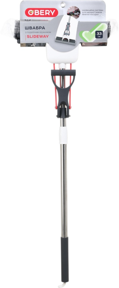 Швабра з губкою-валиком для підлоги OBERY Slideway з повійним віджимом 33 см сірий