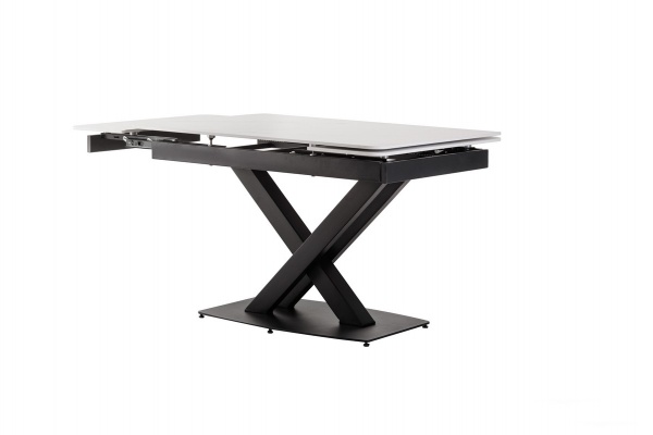 Стол обеденный Калипсо белый мрамор/черный 