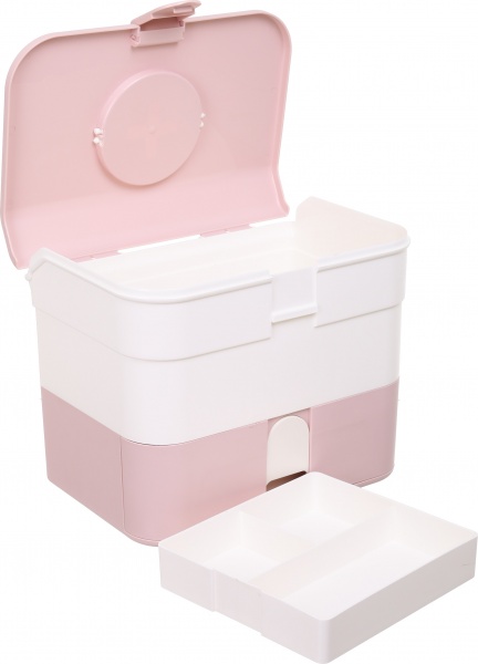 Органайзер для косметики багаторівневий з шухлядами 32х20х25 см білийрожевий 