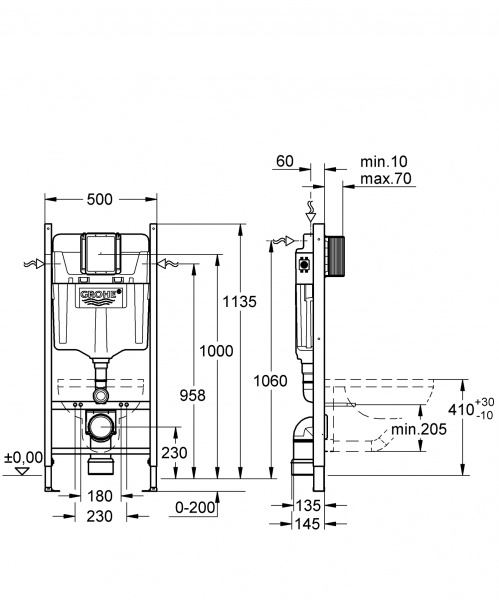 Инсталляция для унитаза Grohe Rapid SL 1,13 м