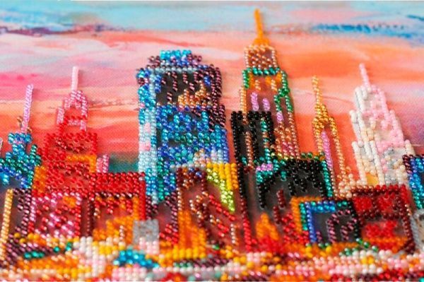 Набор для вышивания бисером на натуральном художественном холсте Вечерний город АВ-637 Абрис Арт 