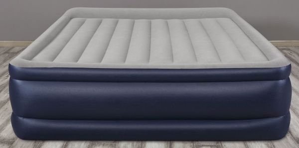 Матрас надувной Bestway King со встроенным электронасосом 203х193 см синий с серым