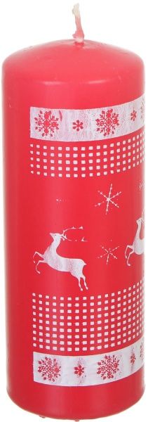 Свеча Цилиндр Олени Санты красная 60x150 Pako-If