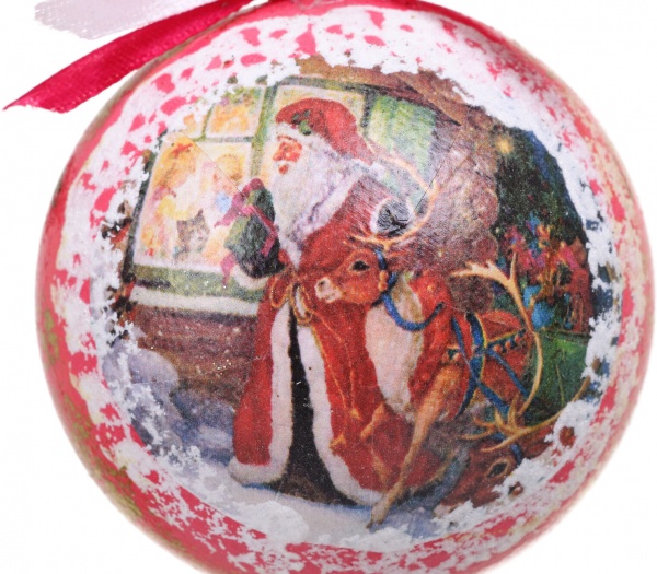 Шар новогодний Декупаж d 80 мм в ассортименте