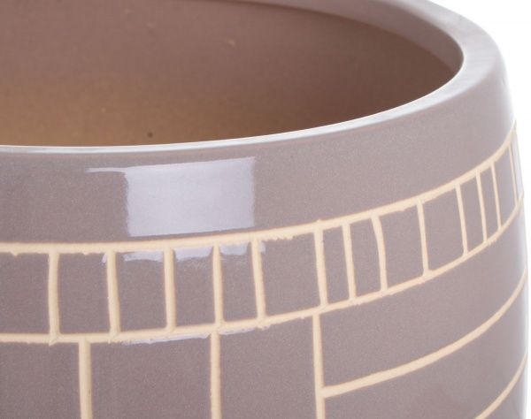 Горшок Viet Thanh Ceramic с блюдцем геометрия 34х27 см VT.11041-1 круглый серый 