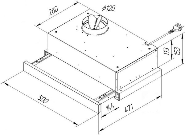 Вытяжка Pyramida TL 50 SLIM BL