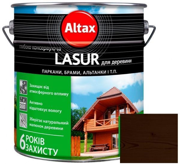 Лазурь глубоко консервирующая Altax Lasur для древесины палисандр полумат 9 л